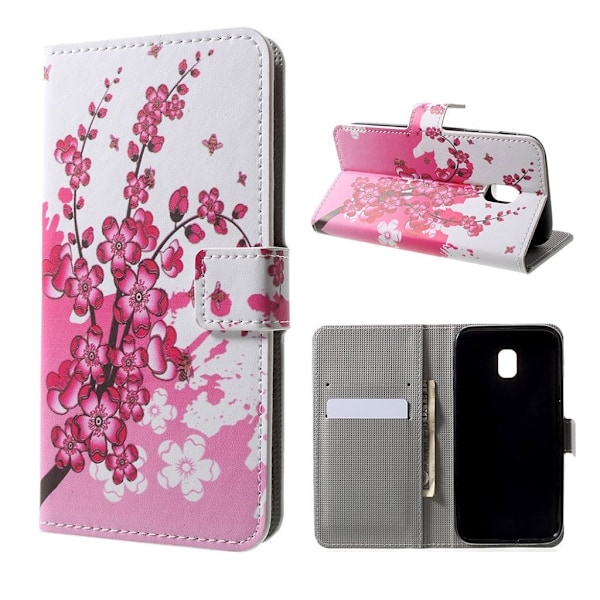 Samsung Galaxy J3 (2017) Holdbart læder etui - Fersken blomster Multicolor