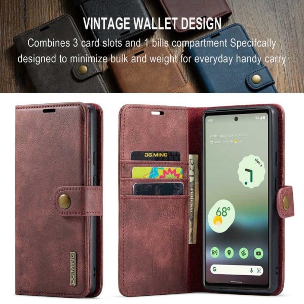 DG.Ming Google Pixel 6a 2-in-1 Pung Etui - Rød Brown