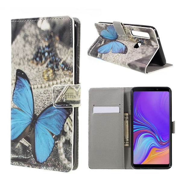 Butterfly läder Samsung Galaxy A9 (2018) fodral - Blå Blå