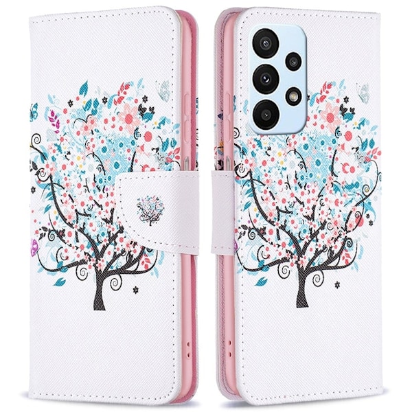 Wonderland Samsung Galaxy A73 flip kuoret - Kukka Puu Multicolor