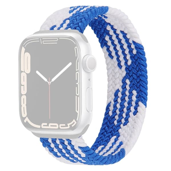 Apple Watch Series 8 (41 mm) elastisk klokkerem i nylon - Blå / Hvit Størrelse: S Blue