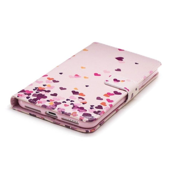 iPhone Xs Max flip cover i læder med præget mønster - Falling He Multicolor