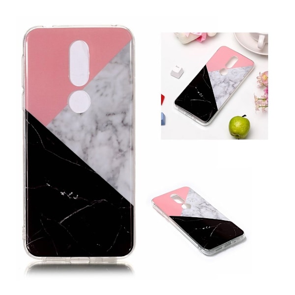 Nokia 7.1 Joustava marmori kuviollinen silikooni muovinen pehmeä takasuoja kuori - Pinkki/ Harmaa/ Musta Multicolor