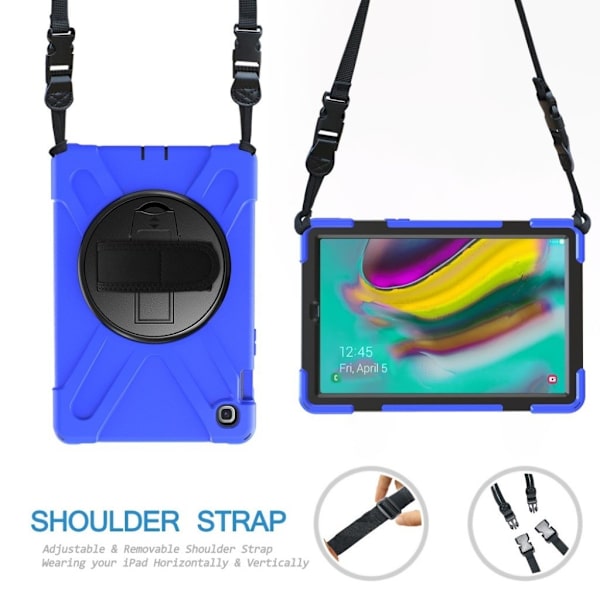 Samsung Galaxy Tab S5e 360 Graders X-Shape Silikon Combo Etui - Blå Blue