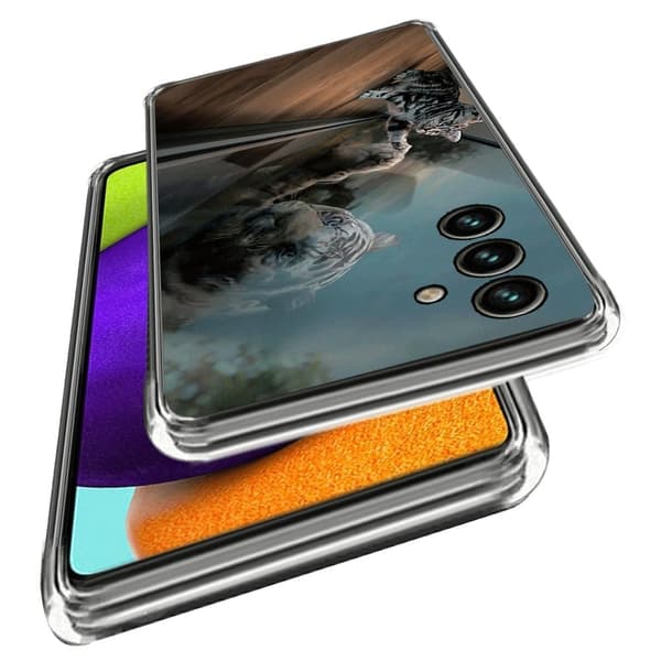 Deco Samsung Galaxy M14 Etui - Mirror Katt Silver grey