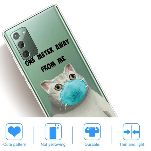 Deco Samsung Galaxy Note 20 Etui - Katt i Maske Silver grey