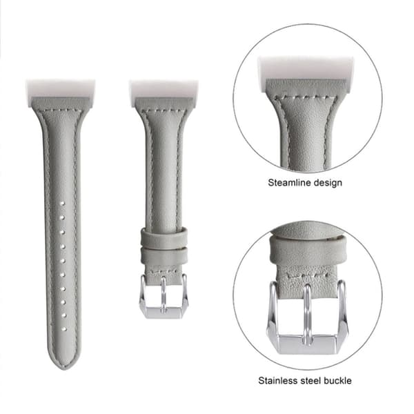 Fitbit Charge 3 T Shape aito nahkainen kellonauha - Harmaa Silver grey