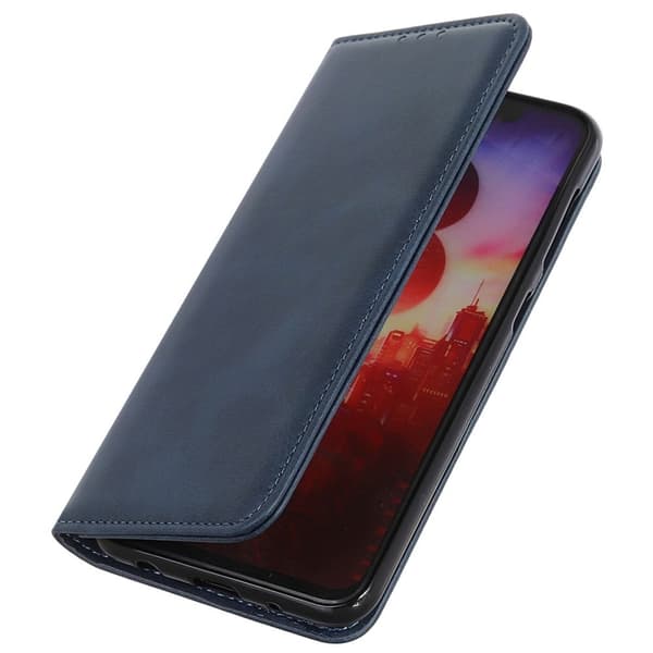 Lompakko-style Aitoa Nahkaa Läppäkotelo For Samsung Galaxy A03 Core - Sininen Blue