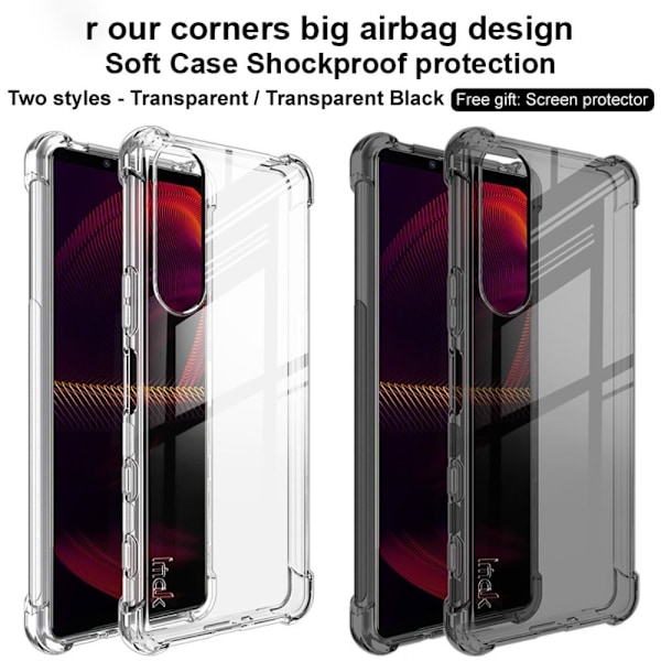 IMAK Airbag Cover til Sony Xperia 5 III - Gennemsigtig Sort Transparent