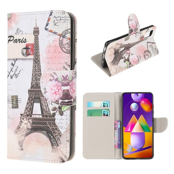 Wonderland Samsung Galaxy M31s Flip Etui - Eiffel Tårn Multicolor