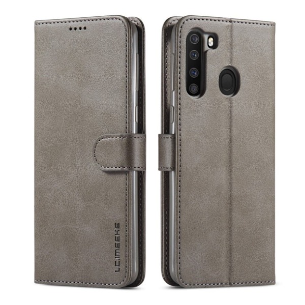 LC.Imeeke läder Samsung Galaxy A21 fodral - Silver/Grå Silvergrå