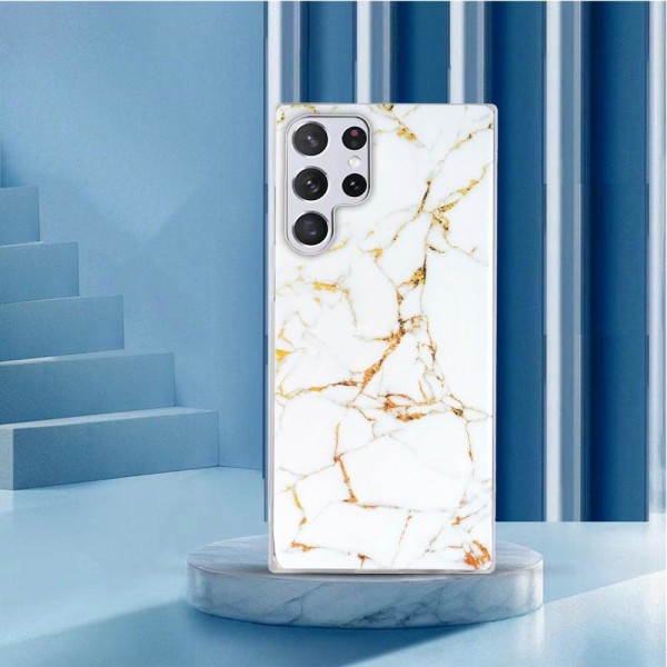 Marble Samsung Galaxy S22 Ultra Etui - Hvid White