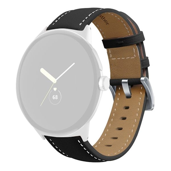 Google Pixel Watch aito nahkainen ranneke - Musta Black
