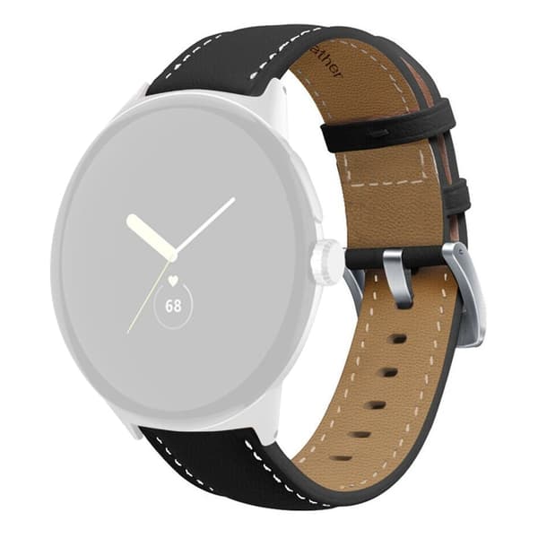 Google Pixel Watch urrem i ægte læder - Sort Black