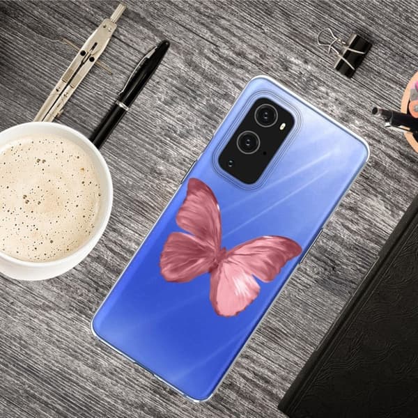 Butterfly OnePlus 9 Pro nahkakotelo - Punainen Perhonen Red