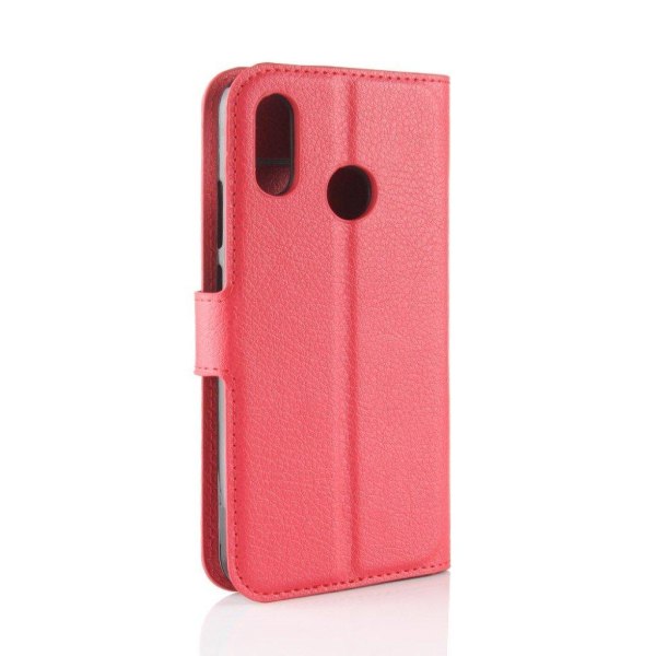 Huawei P20 Lite litchi tekstur PU læder flip etui - Rød Red