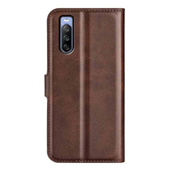 Sony Xperia 10 IV læderetui med pung - Brun Brown