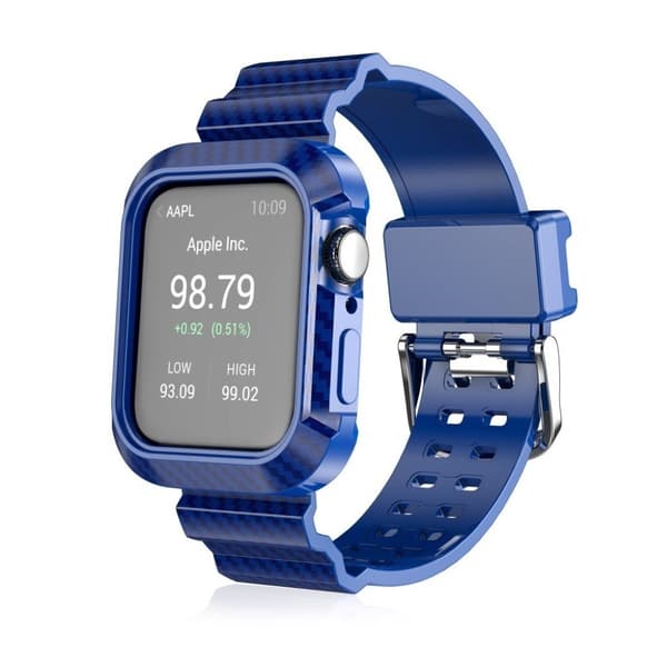 Apple Watch Series 5 / 4 44mm kulfiber silikone urrem - Blå Blue