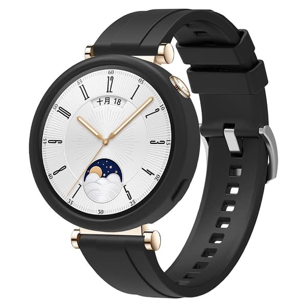 Huawei Watch GT 4 41mm Blød silikone urrem udskiftningstilbehør - Sort Black