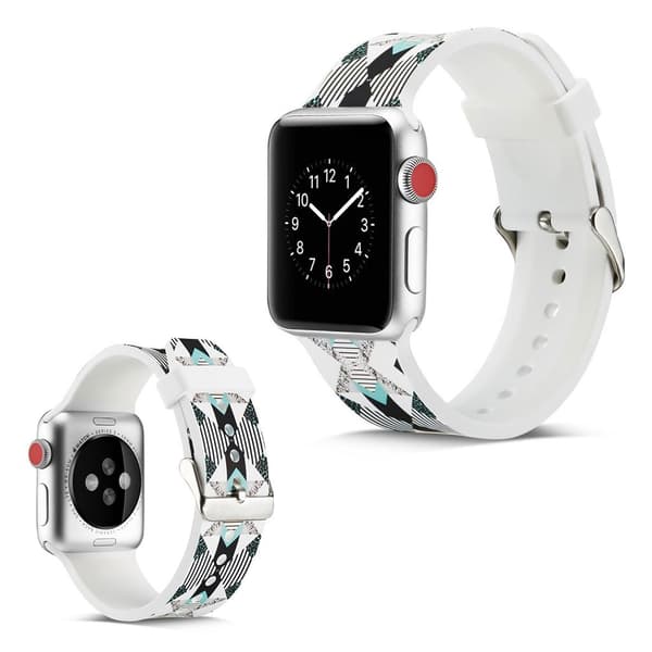 Apple Watch Series 5 44mm camouflage silikone Urrem - Sort og Blå Abstrakt Shapes White