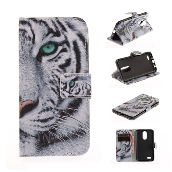 LG K4 2017 mønstret PU læder flip cover - Tigermønster White