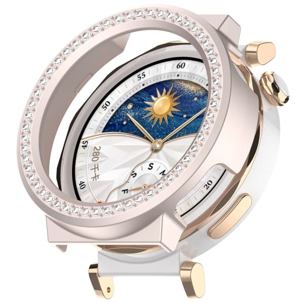 Huawei Watch GT 5 Pro 42mm Bumpresistent Case Rhinestone Decor Smartwatch Cover - Stjernelys White