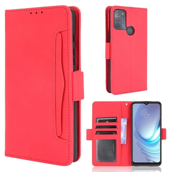 Modern-styled Læder Pung Etui til Motorola Moto G50 - Rød Red