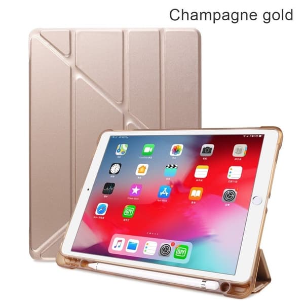 iPad 10.2 (2019) origami flipfodral i läder - Champagne Guld Guld