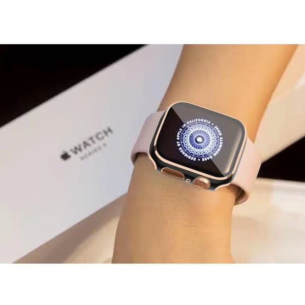 Apple Watch Series 6 / 5 44mm cool frame with tempered glass - Blue / Champagne Blå