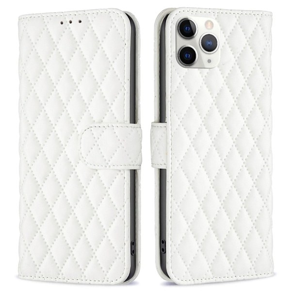 Rombemønster, matt flip-deksel for iPhone 11 Pro - Hvit White
