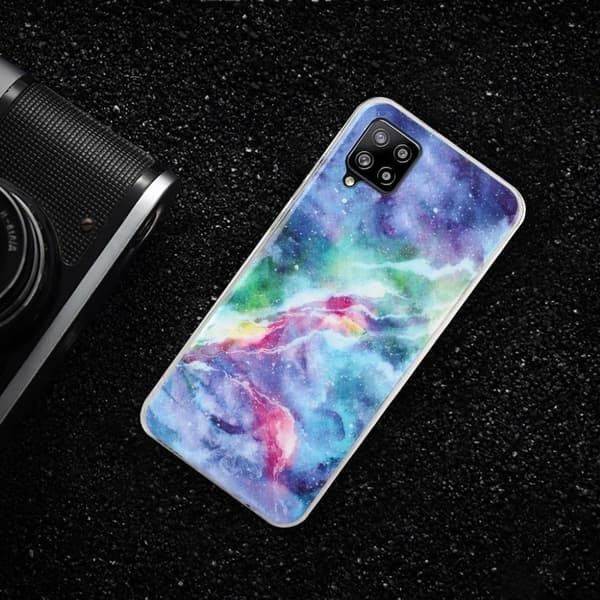 Marble Samsung Galaxy A42 5G Etui - Blue og Rosa Skyer Blue