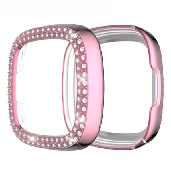 Fitbit Versa 3 / Sense dual-row rhinesten ramme - pink Pink
