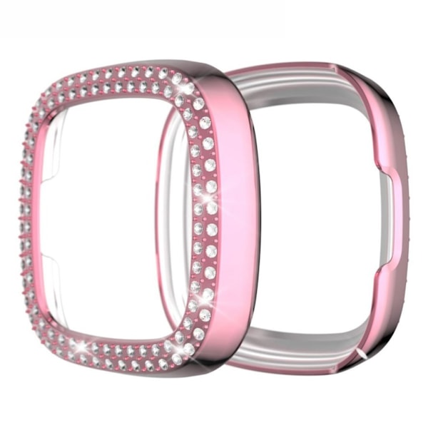 Fitbit Versa 3 / Sense dual-row strass ram - rosa Rosa