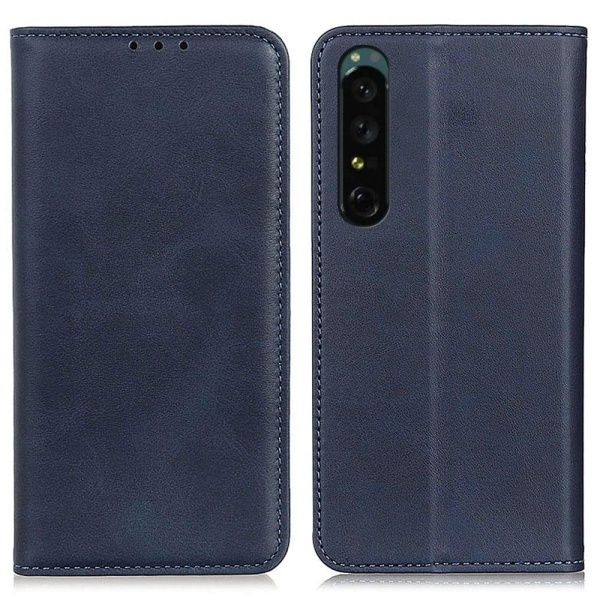 Wallet-style genuine leather flipcase for Sony Xperia 1 IV - Blu Blue