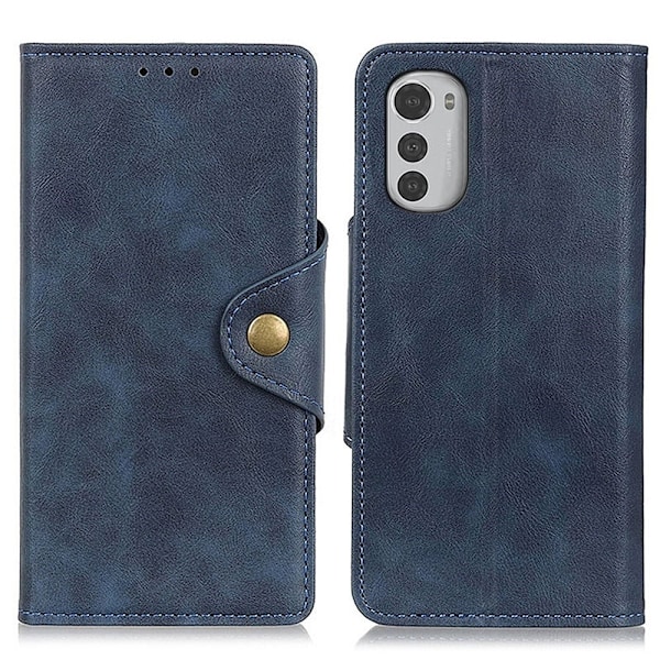Alpha Motorola Moto E32 læder flip etui - Blå Blue