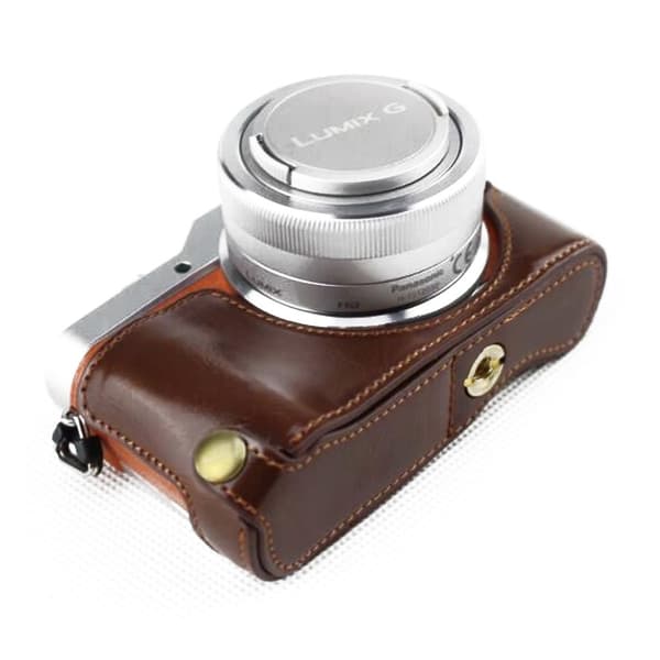 Panasonic GF7-GF8-GF9-GF10 kameraskydd underdel konstläder - Kaffe Brun