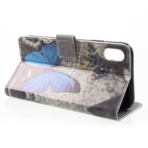 Butterfly läder iPhone Xs Max fodral - Blå Blå