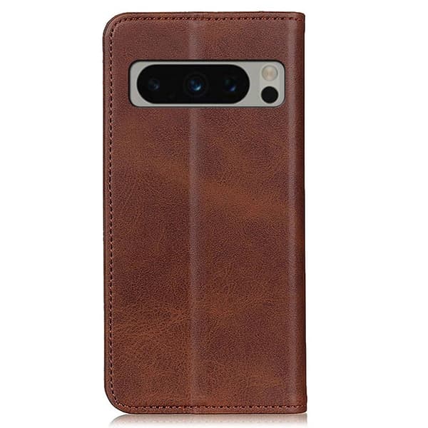 Lompakko-style Aitoa Nahkaa Läppäkotelo For Google Pixel 8 Pro - Kahvi Brown