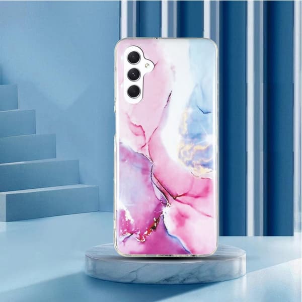 Marmormotiv Samsung Galaxy A24 4G skal - Rosa / Blå Rosa