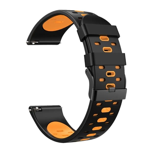 22 mm universal tofarvet silikone-urrem - Sort / Orange Black