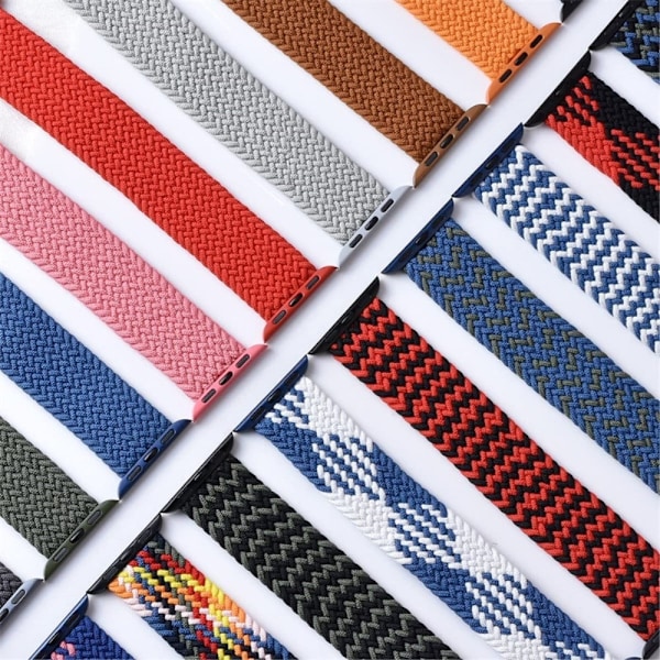 Apple Watch Series 8 (45mm) / Watch Ultra klockarmband i elastisk nylon - Grå / Grön Storlek: Xl Silvergrå