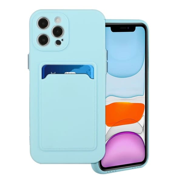 Card Holder Deksel til iPhone 12 / 12 Pro - Babyblå Blue