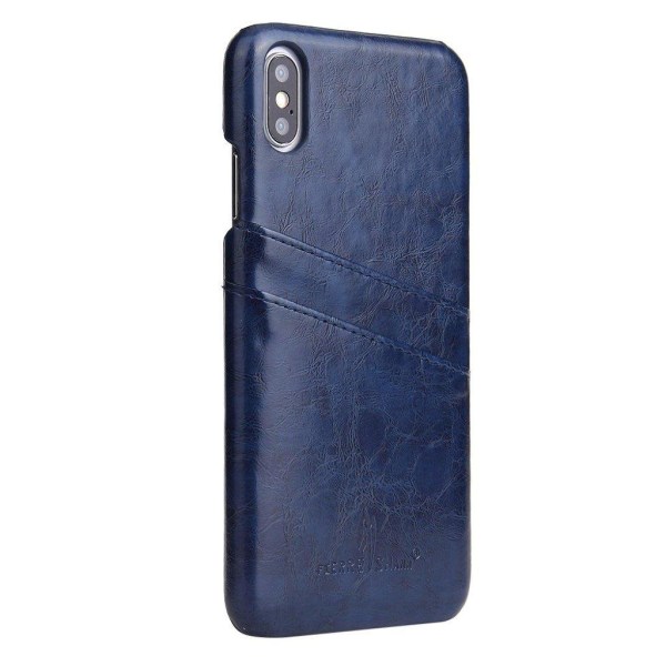 FIERRE SHANN iPhone Xs Max oil wax læderetui - Blå Blue