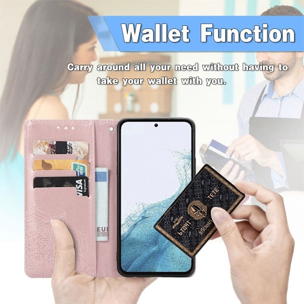 Mandala Samsung Galaxy A54 Flip Fodral - Roséguld Rosa