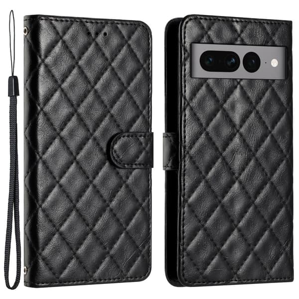 Funktionellt Google Pixel 8 Pro fodral med rombmönster - Svart Svart