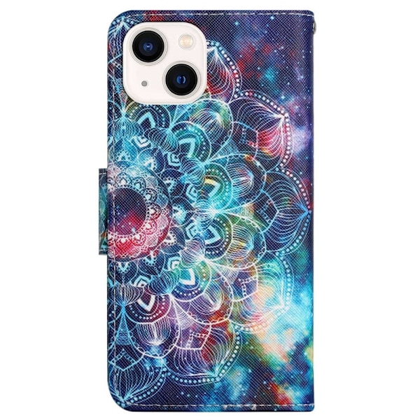 Wonderland iPhone 14 flip etui - Stjernehimmel / Mandala Multicolor