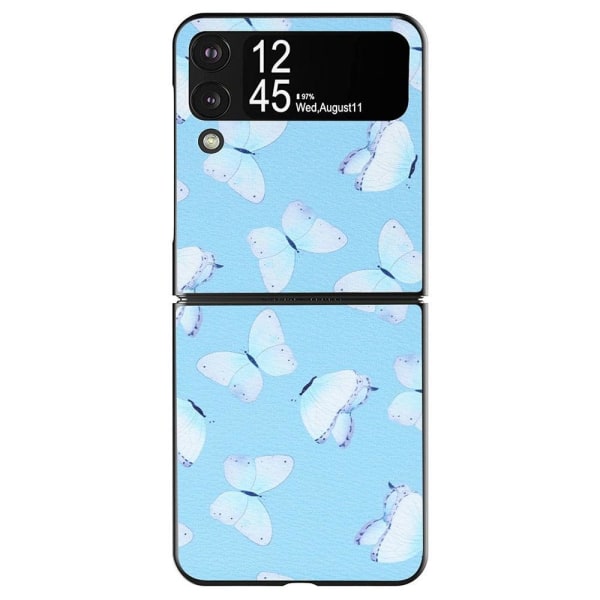 Samsung Galaxy Z Flip3 5G pattern printing leather cover - Blue Blå