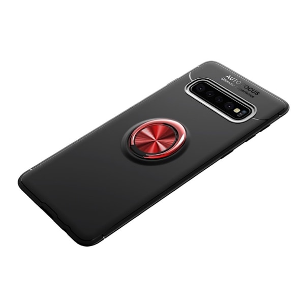 Samsung Galaxy S10 metalli rengaspidike takatuki suojakotelo - Musta / Punainen Multicolor