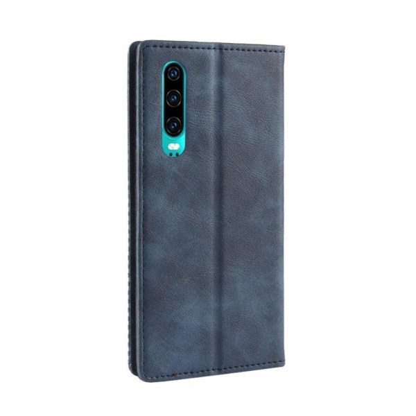 Huawei P30 Vintage Läderfodral - Blå Blå