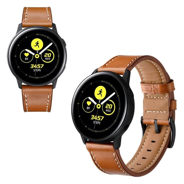 Samsung Galaxy Watch Active / Active 2 - 40mm / Active 2 - 44mm ægte læder Urrem - Brun Brown